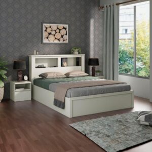 Reynan Cannes Queen Bed with Box Storage - White