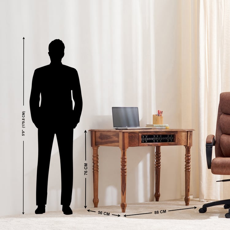 Kian Sheesham Wood Study Desk - Brown - Image 2