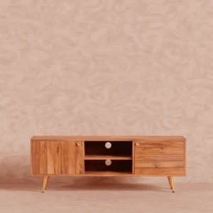 Slat TV Cabinet for Living Room | Wooden TV Unit | Media Console